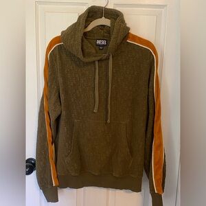 Diesel Chenille Contrasting Band Hoodie Cotton/Poly/Spadx Blend SzL